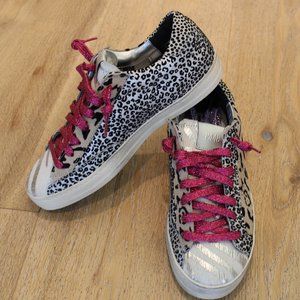 NEW P448 Animal Print Suede Calf Hair Sneakers 7